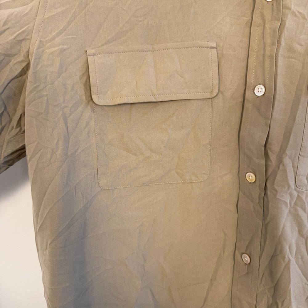 EVERLANE Washable 100% Silk Relaxed Shirt Covert Green Size 6 - Picture 6 of 10